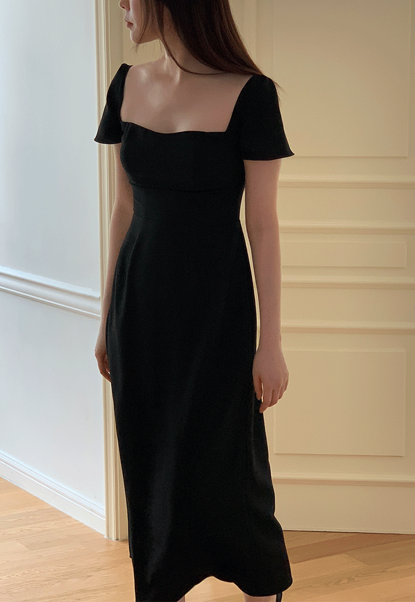 (Made) 하트넥 도비 실크 드레스