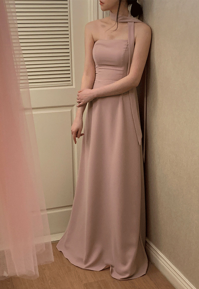 (Made) Grace dobi silk long pink dress